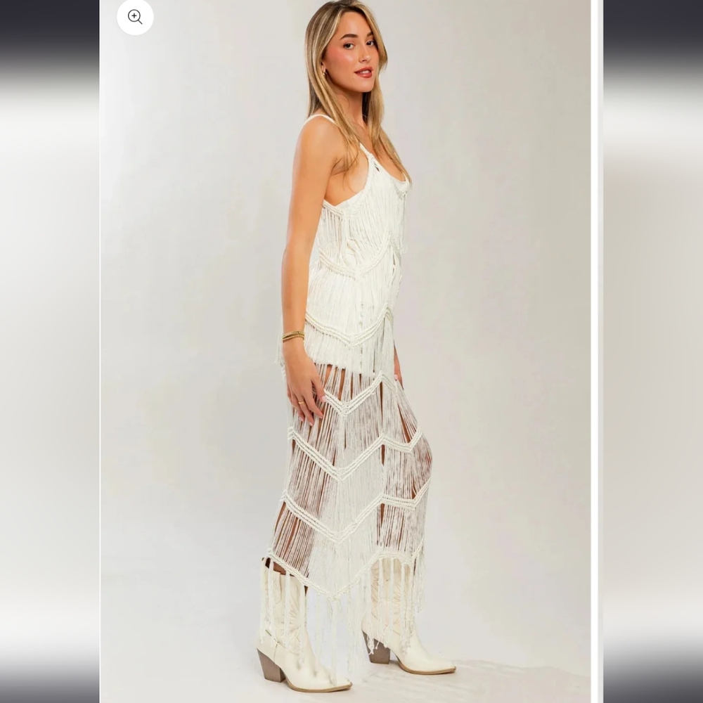 Boho Fringe Western Maxi Dress | Beach Cover Up - Picture 3 of 5